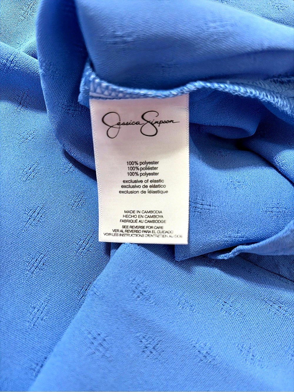 Jessica Simpson Blue Textured Ruffle-Cuff Blouse — Size L - Picture 6 of 7